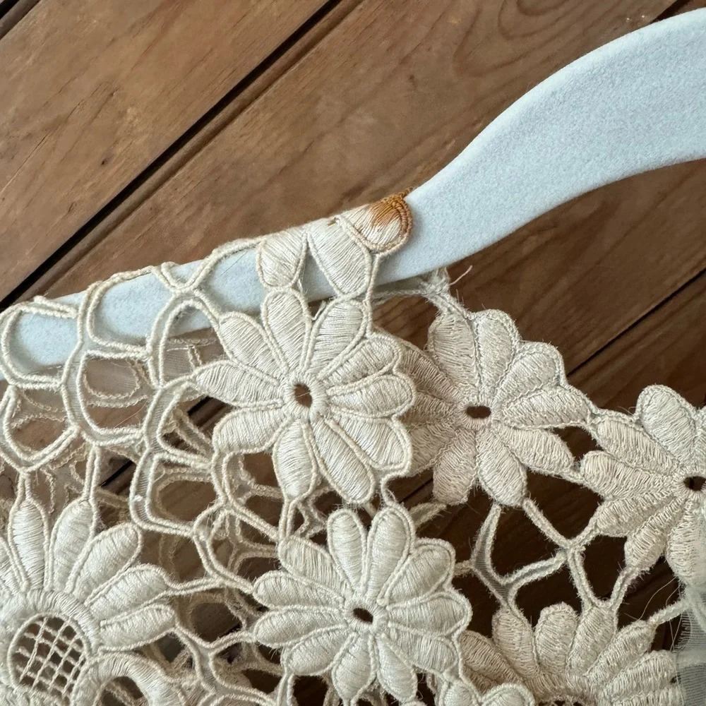 Vintage 60s lace embroidered flower dress medium ivory boho hippie - Picture 11 of 12